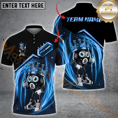 Maxcorners Funny Crowned Eight-Ball Billiard Jersey Multicolor Option Customized Name, Team Name 3D Polo Shirt