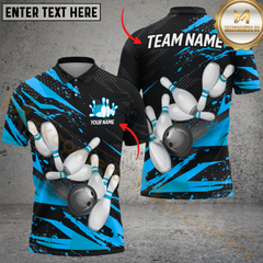 Maxcorners Bowling Flash Personalized Name Men And Women 3D Polo Shirt Custom Bowling Team Jersey (4 Colors)