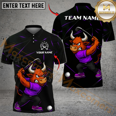 Maxcorners Bull Power Drive Golf Polo Shirt, Customized Name & Team Name 3D Shirts (4 Colors)