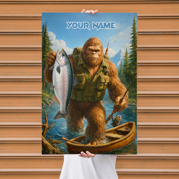 Maxcorners Rainbow Trout Fishing Bigfoot Mountain Stream Style Personalized Name 3D Poster