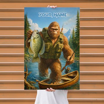 Maxcorners Crappie Fishing Bigfoot Lakeside Legend Style Personalized Name 3D Poster