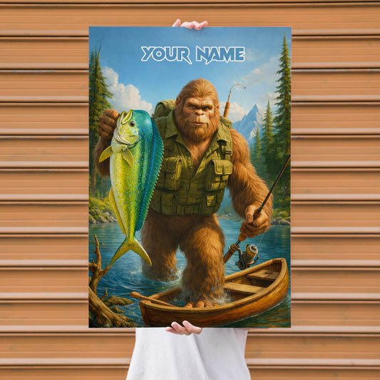 Maxcorners Mahi Mahi Fishing Bigfoot River Adventure Style Personalized Name 3D Poster