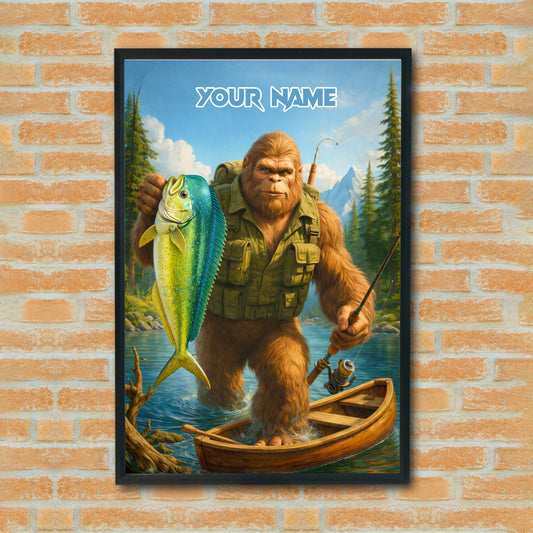 Maxcorners Mahi Mahi Fishing Bigfoot River Adventure Style Personalized Name 3D Poster