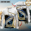 Maxcorners White Marble & Gold Trim Mahi Mahi Splash Heartbeat Line Personalized Name, Team Name 3D Long Sleeve Shirt