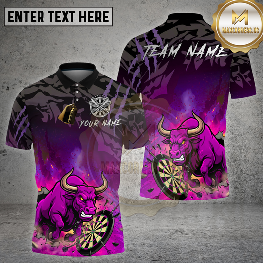 Maxcorners Dart Bull Rage Camo Fire Dartboard Multicolor Options Personalized Name, Team Name 3D Shirt (4 Colors)