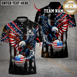 Maxcorners Patriotic Eagle Swing Golf Polo Shirt Custom Name & Team Name 3D Shirts