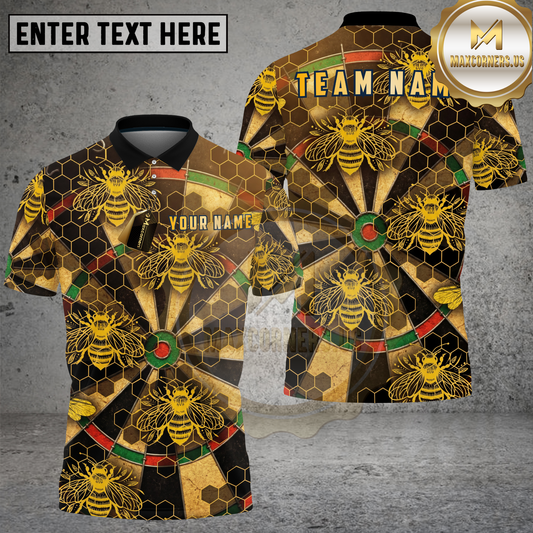 Maxcorners Darts Honey Bee Dartboard Vintage Art Multicolor Options Personalized Name, Team Name 3D Shirt (4 Colors)