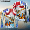Maxcorners Fishing American Flag Bear Sun Protection Personalized Name, Team Name Long Sleeve Shirt