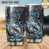 Maxcorners Fishing Tumbler Gray Teal Bubble Honeycomb Design Personalized Name Tumbler (13 Species)