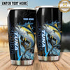 Maxcorners Fishing Tumbler Black Blue Vertical Splash Design Personalized Name Tumbler (13 Species)