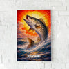 Maxcorners Striped Bass Fishing Burning Horizon Wave Style Personalized Name 3D Poster
