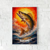 Maxcorners Largemouth Bass Fishing Fire Wave Sunset Style Personalized Name 3D Poster