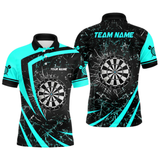 Maxcorners Personalized Turquoise Break Glass Dart Shirts For Men Custom Funny Dart Jerseys Polo & 1/4 Zip LM154