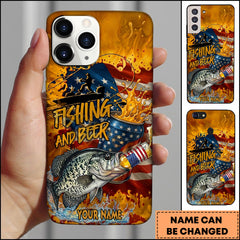 Maxcorners Crappie Fishing Phone Case And Beer Golden Splash Design Personalized Name 3D Phone Case