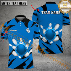 Maxcorners Light And Shadow Bowling Jersey Multicolor Option Customized Name, Team Name 3D Polo Shirt