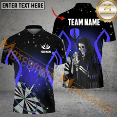 Maxcorners Darts Grim Reaper Stars Mutilcolor Option Customized Name, Team Name 3D Polo Shirt