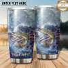 Maxcorners Fishing Tumbler Cloudy Blue Watercolor Design Personalized Name Tumbler (13 Species)
