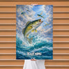 Maxcorners Largemouth Bass Fishing Flying Baitfish Sky Style Personalized Name 3D Poster