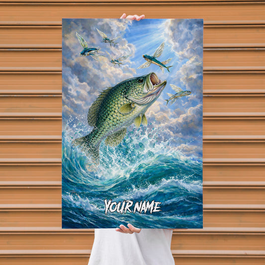 Maxcorners Crappie Fishing High Jump Ocean Sky Style Personalized Name 3D Poster