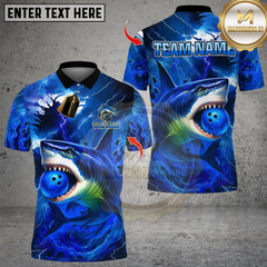 Maxcorners Bowling And Pins Storm Shark Design Multicolor Customized Name, Team Name 3D Shirts