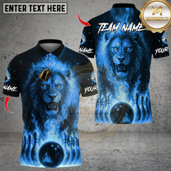 Maxcorners Bowling Flame Lion Multicolor Customized Name, Team Name 3D Shirts