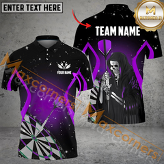 Maxcorners Darts Grim Reaper Stars Mutilcolor Option Customized Name, Team Name 3D Polo Shirt