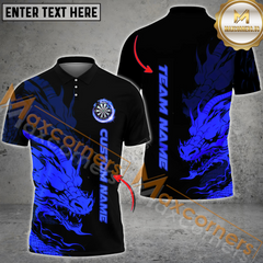 Maxcorners Darts Dragon Light Mutilcolor Options Personalized Name, Team Name 3D Polo Shirt