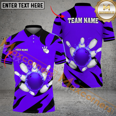 Maxcorners Light And Shadow Bowling Jersey Multicolor Option Customized Name, Team Name 3D Polo Shirt