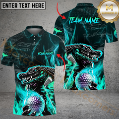 Maxcorners Golf Aliigator Multicolor Customized Name, Team Name 3D Shirts