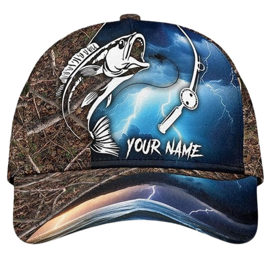 Maxcorners Custom Largemouth Bass Camo 3D Baseball Cap, Custom Bass Fishing Caps Hats LM0402