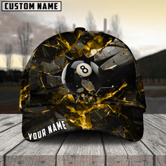 Maxcorners Billiard Ball 8 Dark Material Personalized Name 3D Cap (6 Colors)