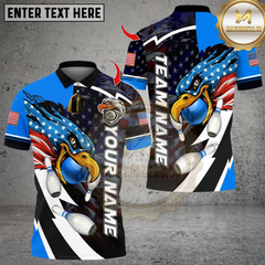 Maxcorners Bowling Eagle US Flag Multicolor Customized Name, Team Name 3D Shirts
