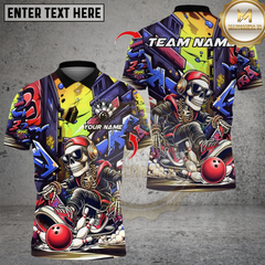 Maxcorners Graffiti Skull Bowling Multicolor Customized Name, Team Name 3D Shirts