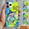 Maxcorners Neon Blue Lime Camo Splash Personalized Name Phone Case (13 Fish Species)