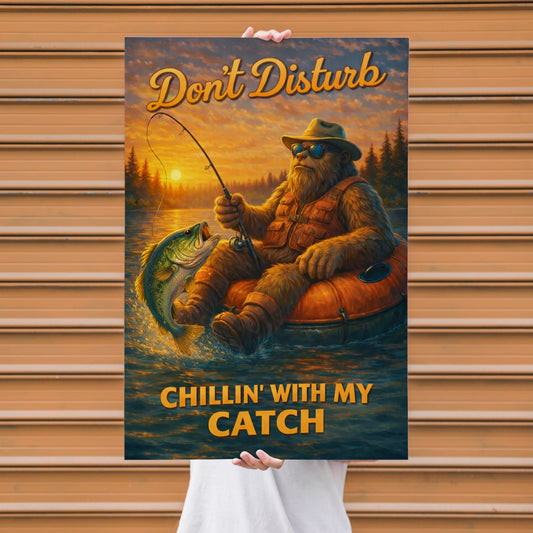 Maxcorners Fishing Classic Bigfoot Lake Scene Personalized Name 3D Poster