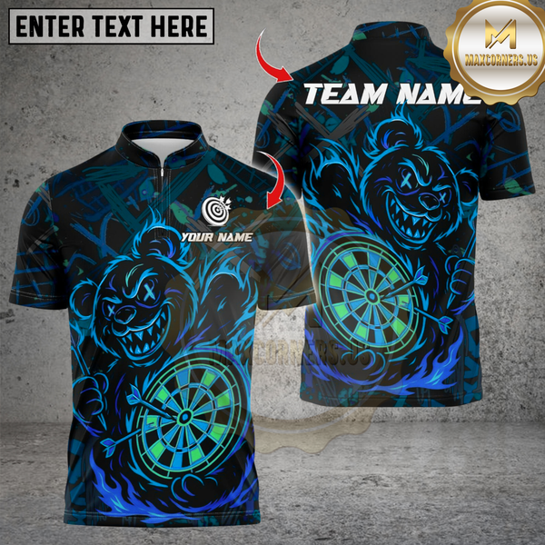 Maxcorners Darts Crazy Bear Neon Style Multicolor Customized Name, Team Name 3D Shirts