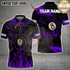 Maxcorners Billiards 8-Ball Flame Multicolor Customized Name, Team Name 3D Shirt