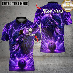 Maxcorners Lightning Wolf With Bowling Multicolor Customized Name, Team Name 3D Shirts