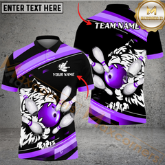 Maxcorners Ball And Pins Tiger Bowling Jersey Multicolor Options Personalized Name, Team Name 3D Shirt