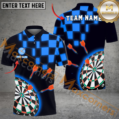 Maxcorners Darts Checkerboard Mutilcolor Option Customized Name, Team Name 3D Polo Shirt