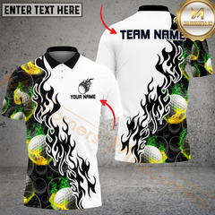 Maxcorners Golf Funny Ball Tropical Leaf Multicolor Customized Name, Team Name 3D Shirts