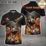 Maxcorners Billiards King Shirt – 8-Ball with Crown Multicolor Personalized 3D Shirt, Royal 8-Ball with Beer & Fire Shirts