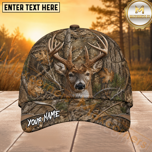Maxcorners Deer Hunting Real Tree Camo Personalized 3D Cap