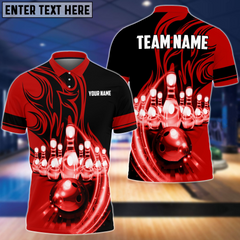 Maxcorners Flame Bowling Ball Break Pins Multicolor Option Customized Name 3D Shirt