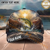 Maxcorners Fishing Faith Cross Mountain Lake Personalized Name 3D Cap (12 Fish Species)