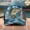 Maxcorners Fishing Silver Scale Water Splash Personalized Name 3D Cap (12 Fish Species)