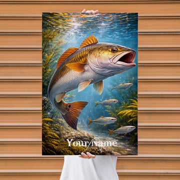 Maxcorners Bass Fishing Underwater Action Scene Personalized Name 3D Poster
