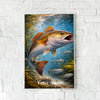 Maxcorners Bass Fishing Underwater Action Scene Personalized Name 3D Poster