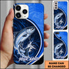 Maxcorners Fishing Dual Tone Swirl Wave Graphic Personalized Name Phone Case (12 Fish Species)