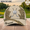 Maxcorners Golf Leopard Print Crossed Clubs Personalized Name 3D Classic Cap